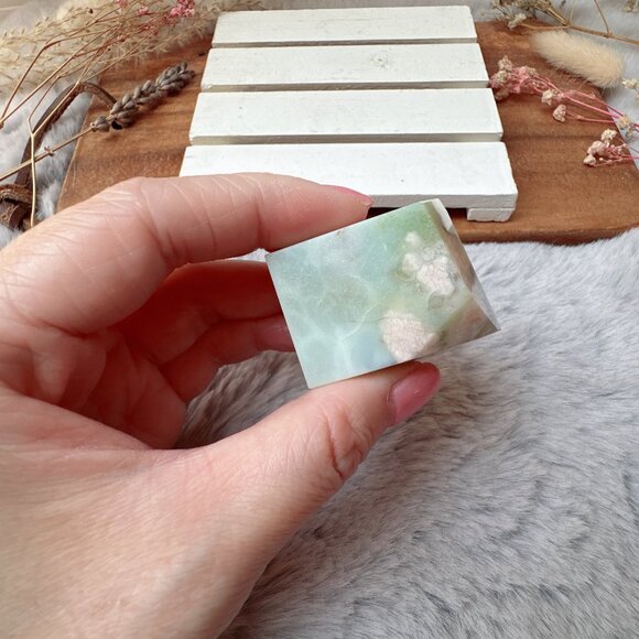 Gorgeous Extra Small Green Flower Agate Gusher | Green Flower Agate Free Form - Picture 4 of 7